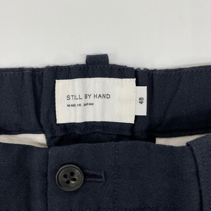 STILL BY HAND スティルバイハンド ネイビー ウール×リネン ジップフライ インタック イージーパンツ ボトムス