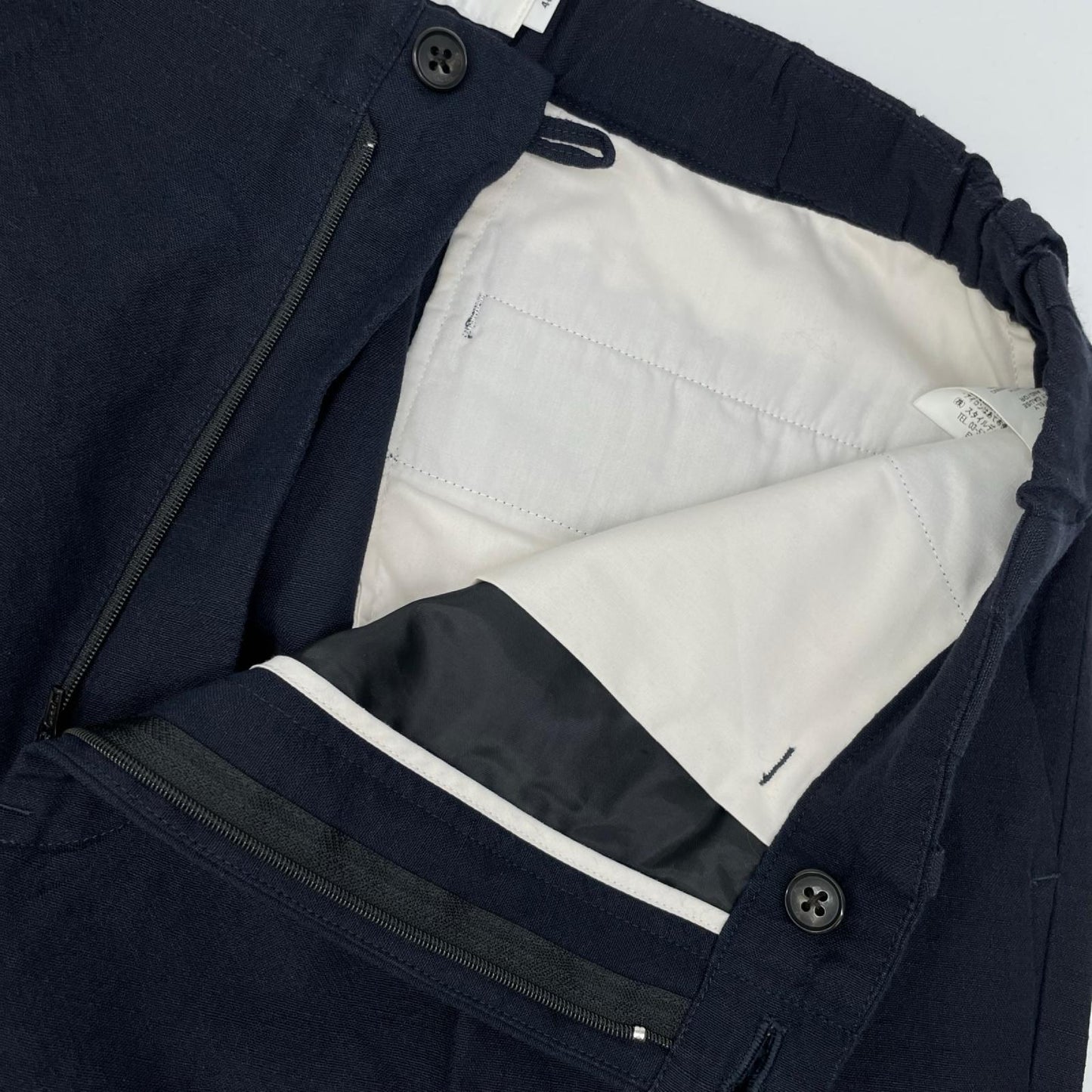 STILL BY HAND スティルバイハンド ネイビー ウール×リネン ジップフライ インタック イージーパンツ ボトムス