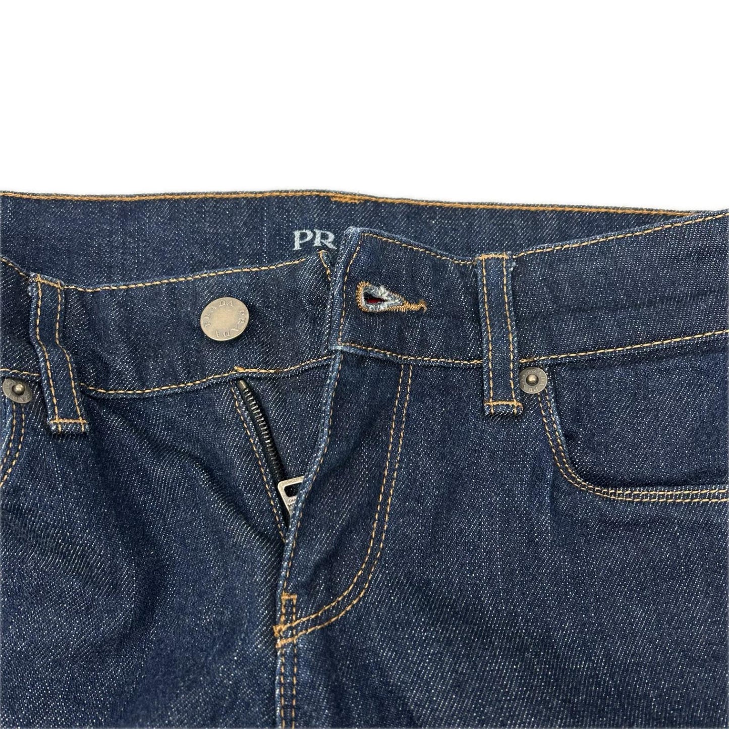 PRADA プラダ インディゴ イエローステッチ CONTOUR FIT スキニーデニムパンツ ボトムス
