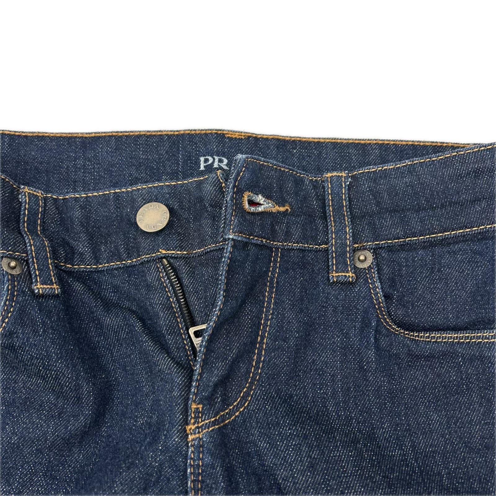 PRADA プラダ インディゴ イエローステッチ CONTOUR FIT スキニーデニムパンツ ボトムス