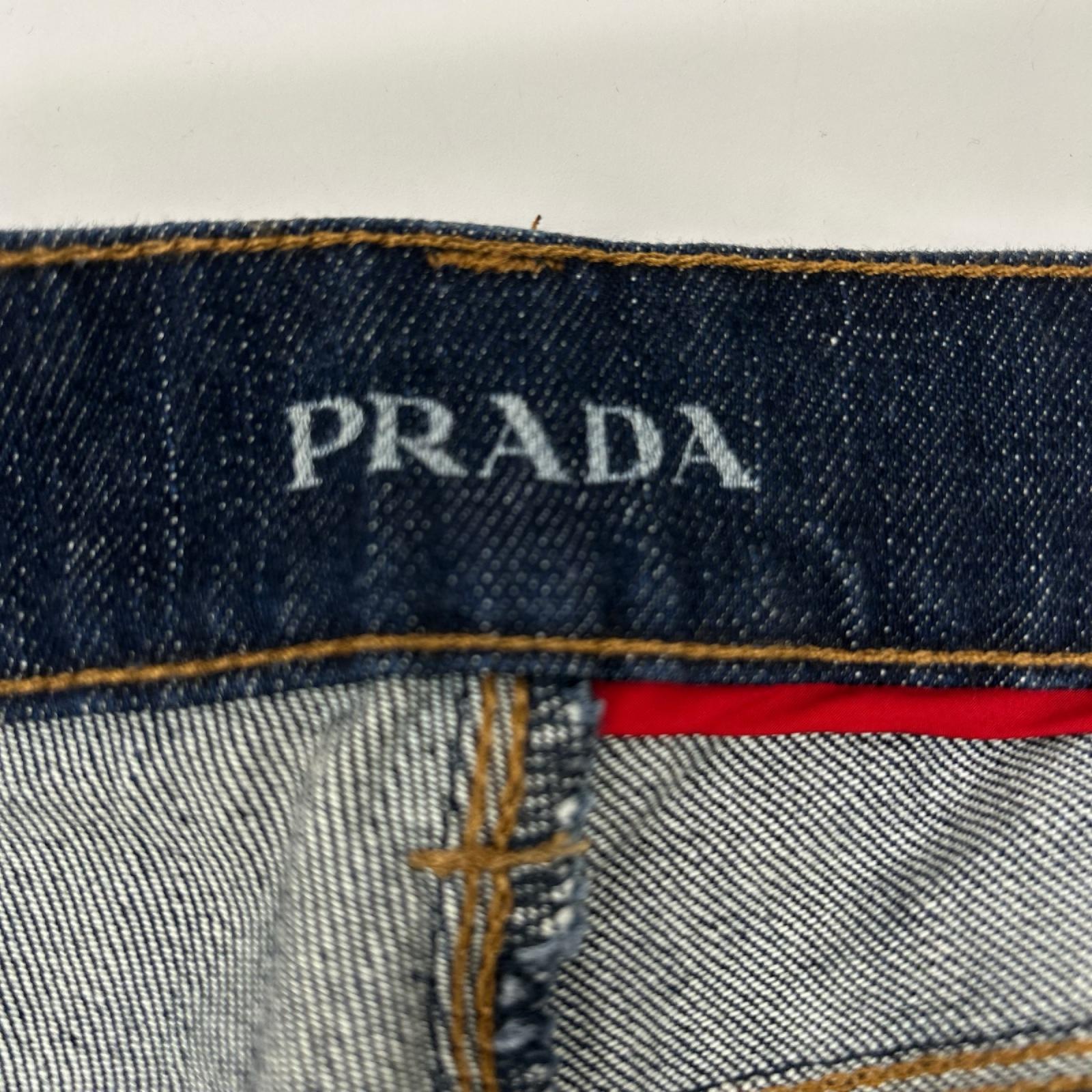 PRADA プラダ インディゴ イエローステッチ CONTOUR FIT スキニーデニムパンツ ボトムス