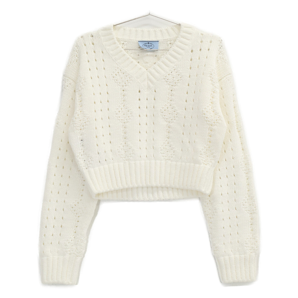 PRADA プラダ 【美品/国内正規】P24R1I S221 コットン クロップド 長袖ニットセーター トップス