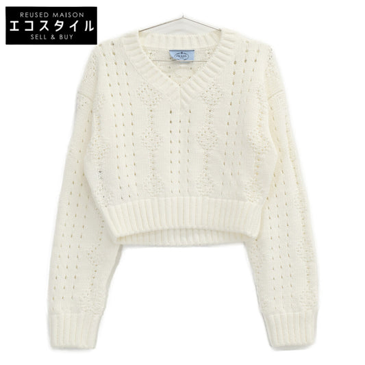 PRADA プラダ 【美品/国内正規】P24R1I S221 コットン クロップド 長袖ニットセーター トップス