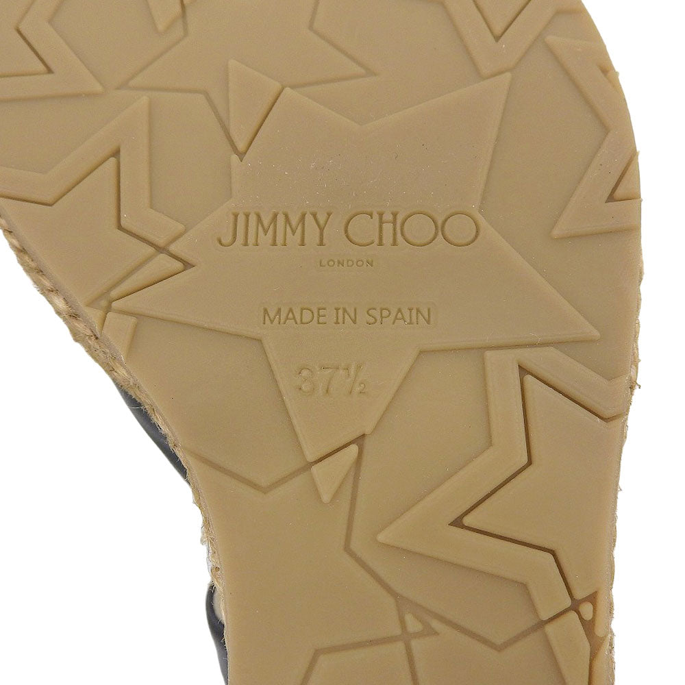 JIMMY CHOO ジミーチュウ 新品同様 クロスストラップ ウェッジソールサンダル シューズ レディース ブラック×ベージュ シューズ