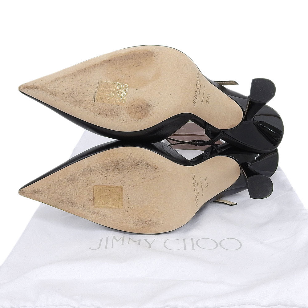 JIMMY CHOO ジミーチュウ 美品 RAY レザー ポインテッドトゥ スリングバックパンプス シューズ レディース ブラック 37 1/2 シューズ