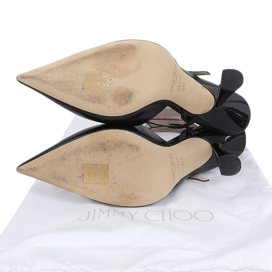 JIMMY CHOO ジミーチュウ 美品 RAY レザー ポインテッドトゥ スリングバックパンプス シューズ レディース ブラック 37 1/2 シューズ