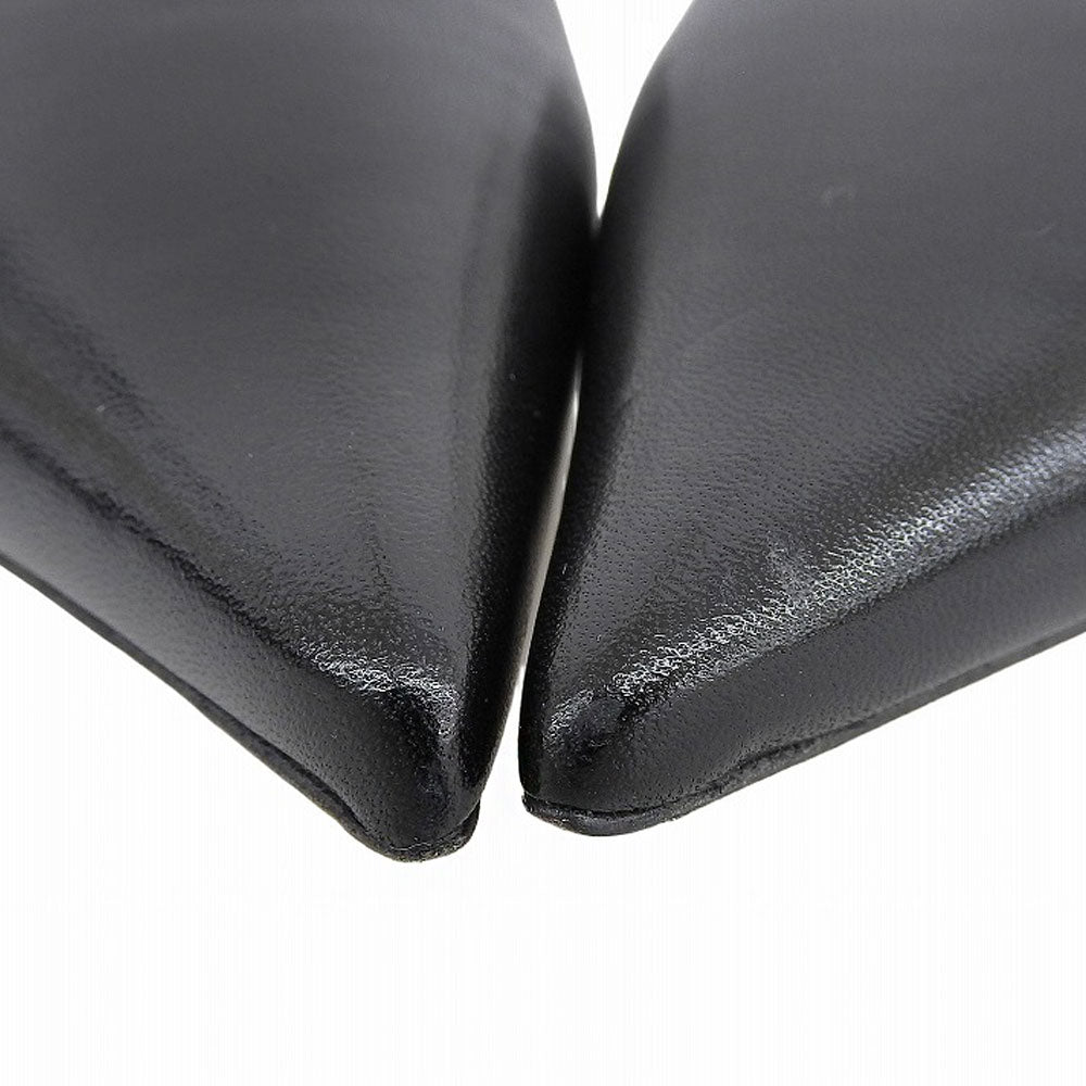 JIMMY CHOO ジミーチュウ 美品 RAY レザー ポインテッドトゥ スリングバックパンプス シューズ レディース ブラック 37 1/2 シューズ