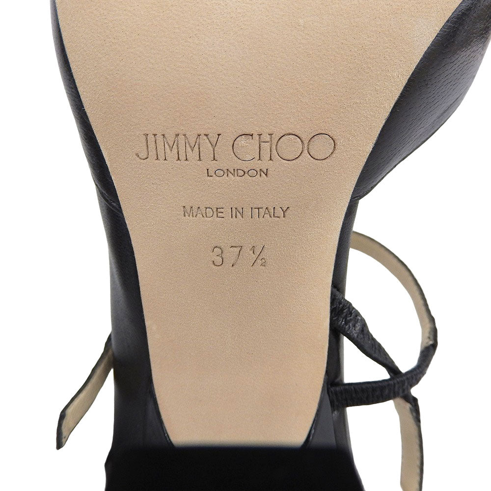 JIMMY CHOO ジミーチュウ 美品 RAY レザー ポインテッドトゥ スリングバックパンプス シューズ レディース ブラック 37 1/2 シューズ