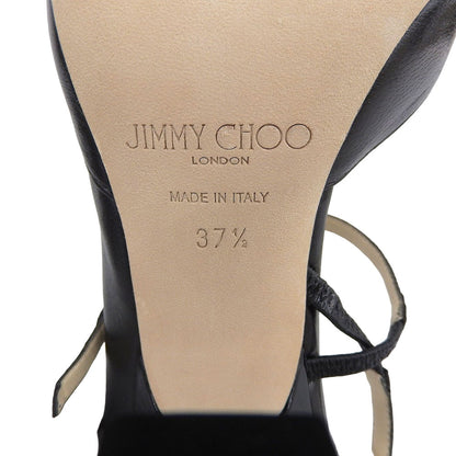 JIMMY CHOO ジミーチュウ 美品 RAY レザー ポインテッドトゥ スリングバックパンプス シューズ レディース ブラック 37 1/2 シューズ