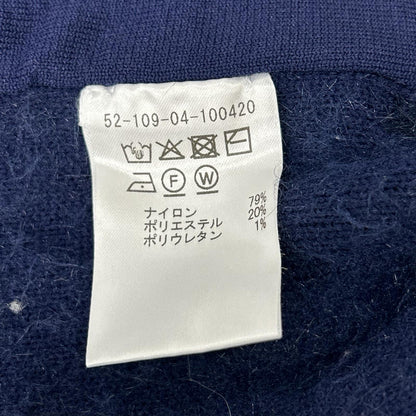 ESTNATION エストネーション 52-109-04-100420 ネイビー ナイロン混 ラウンドネック シャギーニットカーディガン トップス