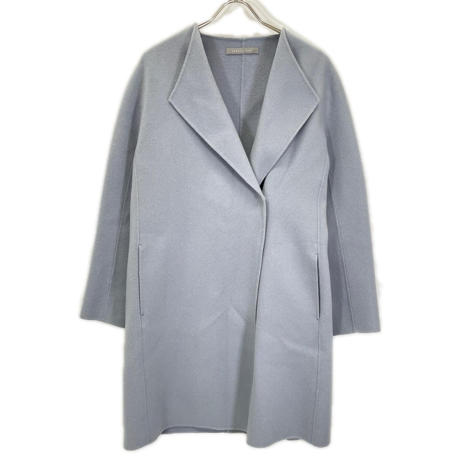 theory luxe セオリーリュクス 03-9309605 ライトブルー ウール×カシミヤ ダブルフェイスロングコート コート