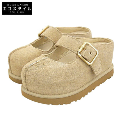 UGG アグ 美品 GOLDENSTAR HI MARY JANE ボリュームソール フラットシューズ レディース スエード ベージュ 22cm 1187514 シューズ