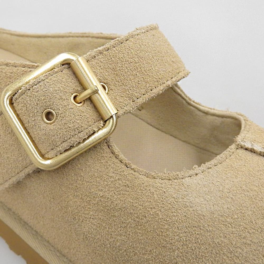 UGG アグ 美品 GOLDENSTAR HI MARY JANE ボリュームソール フラットシューズ レディース スエード ベージュ 22cm 1187514 シューズ