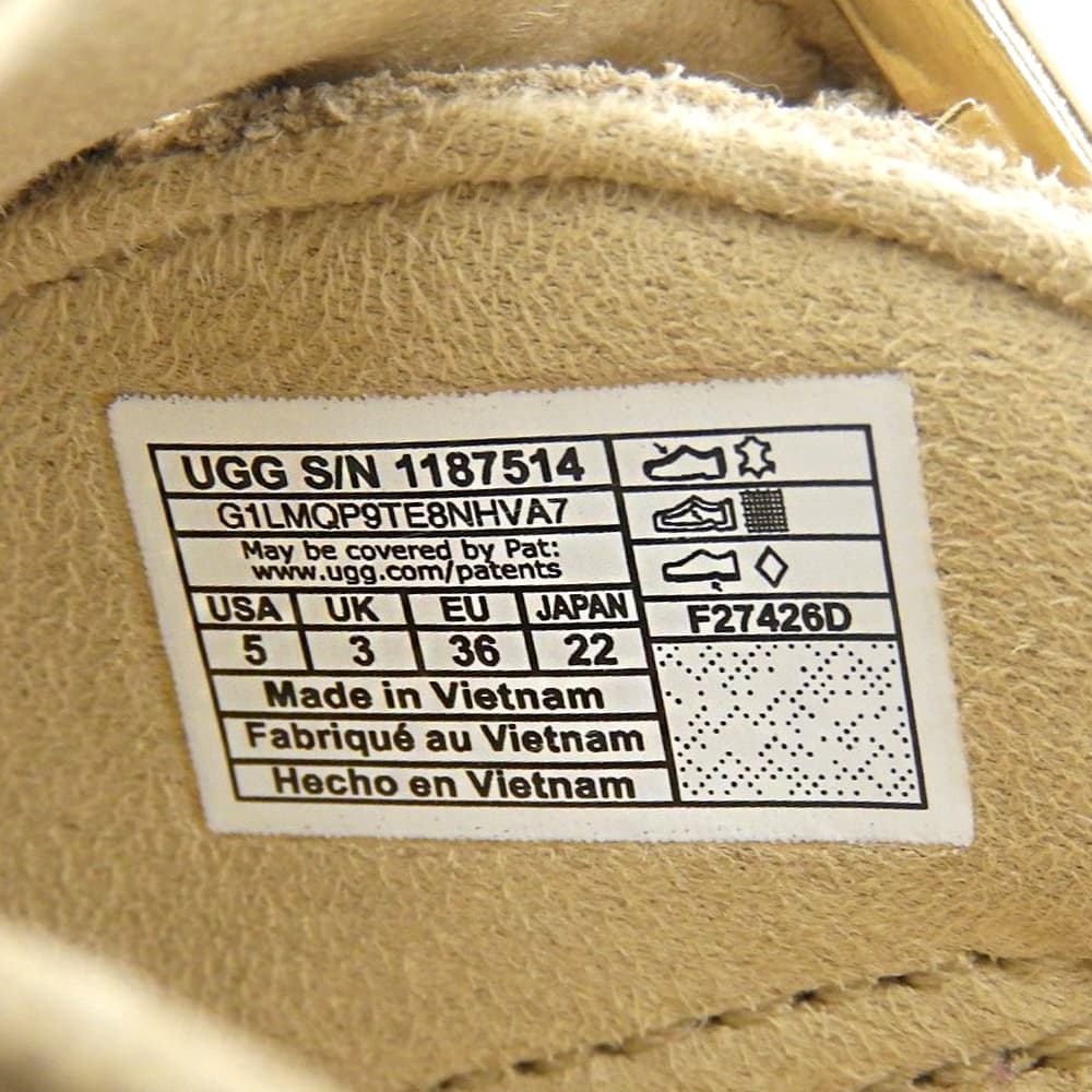 UGG アグ 美品 GOLDENSTAR HI MARY JANE ボリュームソール フラットシューズ レディース スエード ベージュ 22cm 1187514 シューズ