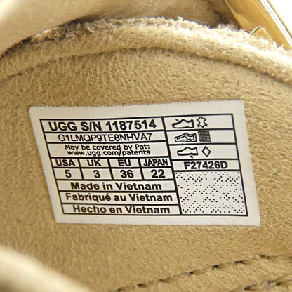 UGG アグ 美品 GOLDENSTAR HI MARY JANE ボリュームソール フラットシューズ レディース スエード ベージュ 22cm 1187514 シューズ