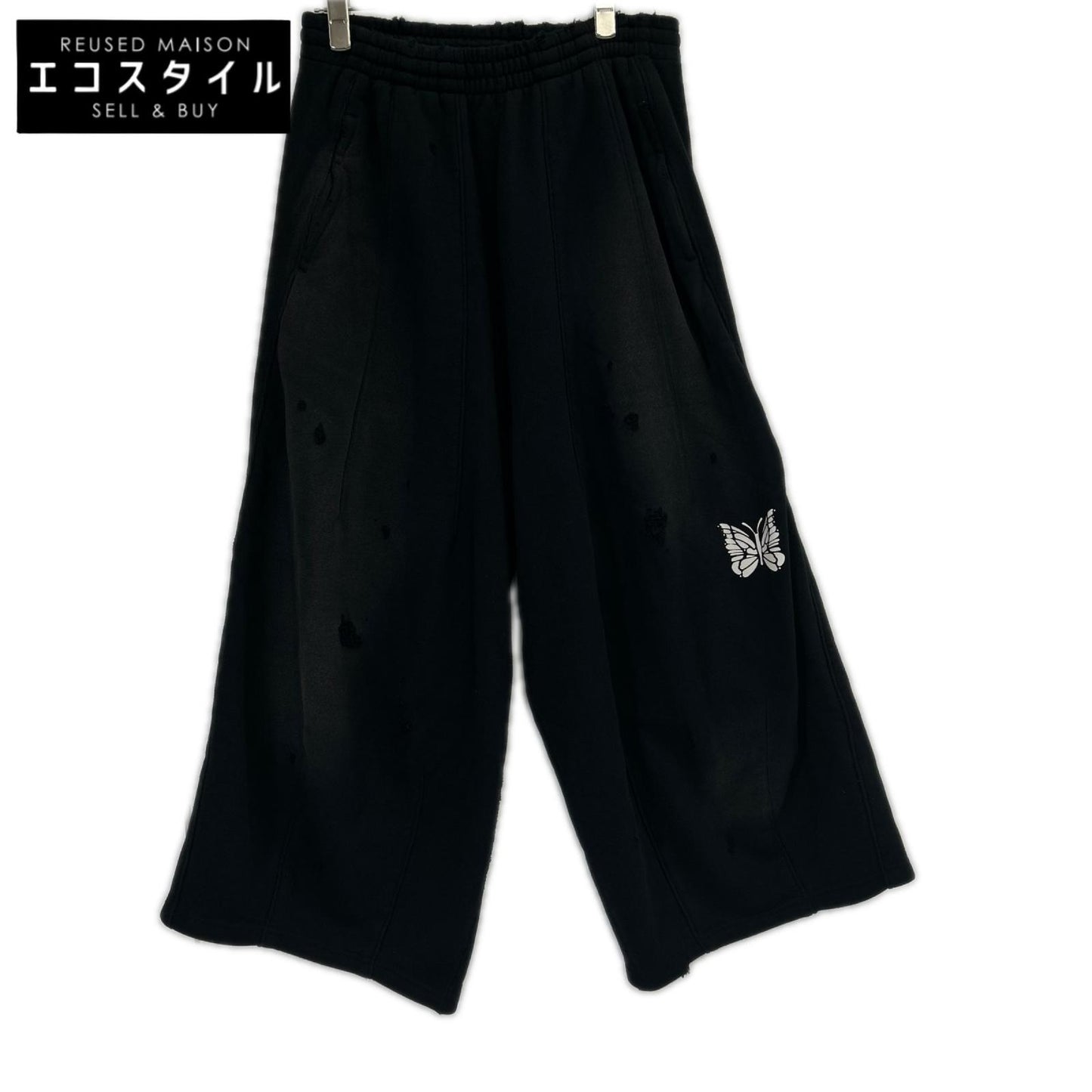 needles ニードルズ RW337 ブラック DECONSTRUCTED H.D.SWEAT PANT - COTTON FRENCH TERRY ボトムス
