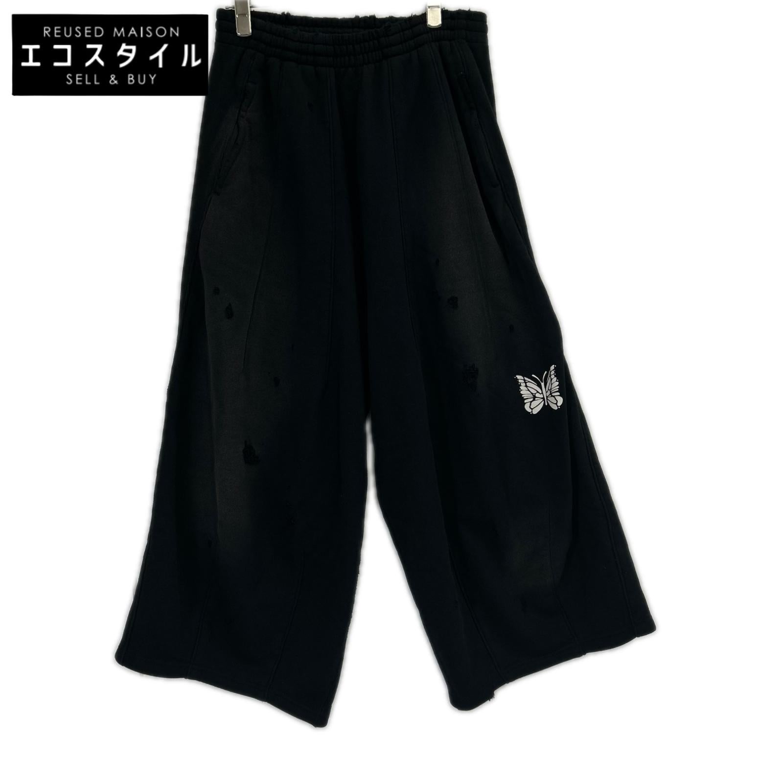 needles ニードルズ RW337 ブラック DECONSTRUCTED H.D.SWEAT PANT - COTTON FRENCH TERRY ボトムス