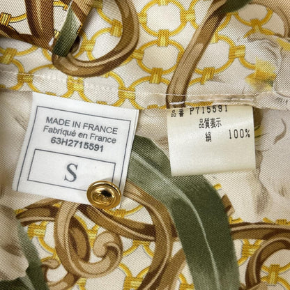 Christian Dior クリスチャンディオール 63H2715591 ゴールド シルク100 CDボタン ボタニカルデザイン シャツ トップス
