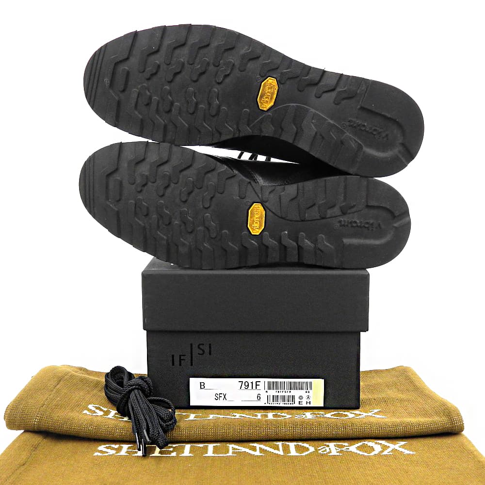 SHETLAND FOX シェットランド フォックス 美品 スペイサイド スニーカー シューズ メンズ レザー ブラック 6 791F シューズ