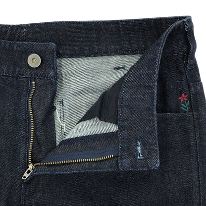 Babaghuri ババグーリ ネイビー フラワー刺繍 デニムパンツ ボトムス
