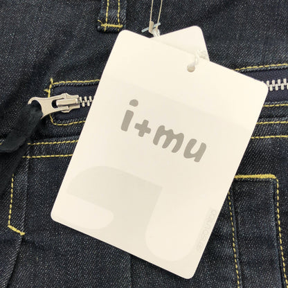 i+mu イム/センソユニコ ネイビー イエローステッチ ワイドシルエット デニムパンツ ボトムス
