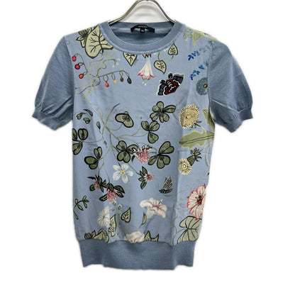 GUCCI グッチ 360378 ライトブルー ボタニカル クルーネック半袖トップス トップス