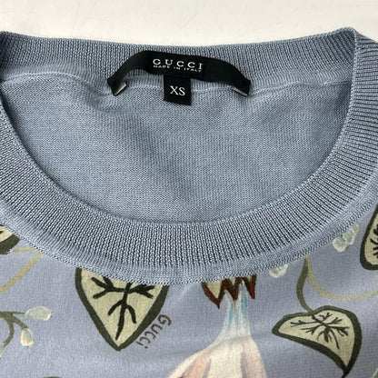 GUCCI グッチ 360378 ライトブルー ボタニカル クルーネック半袖トップス トップス