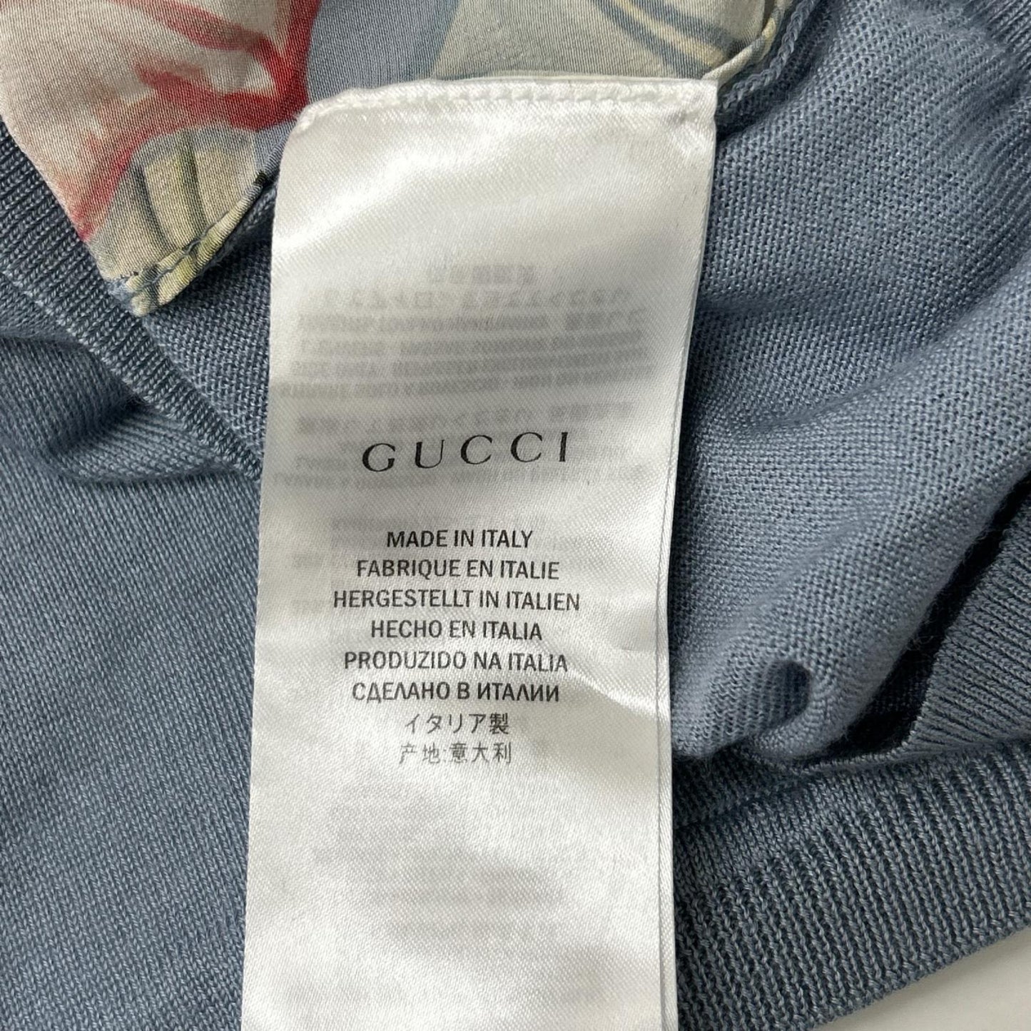 GUCCI グッチ 360378 ライトブルー ボタニカル クルーネック半袖トップス トップス