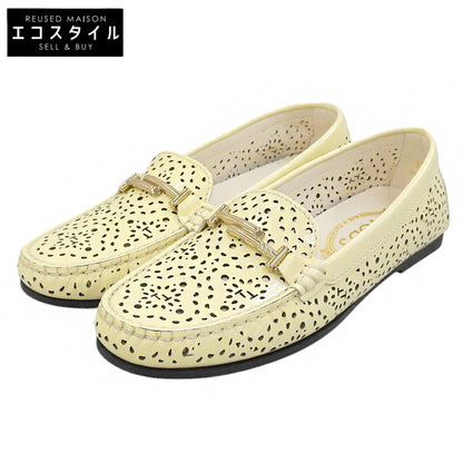 TOD'S トッズ パンチング モカシン ドライビングシューズ レディース クリーム 36 1/2 250602 シューズ