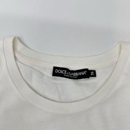 DOLCE&GABBANA ドルチェアンドガッバーナ F8L61T ホワイト×ブラック コットン ロゴTシャツ トップス