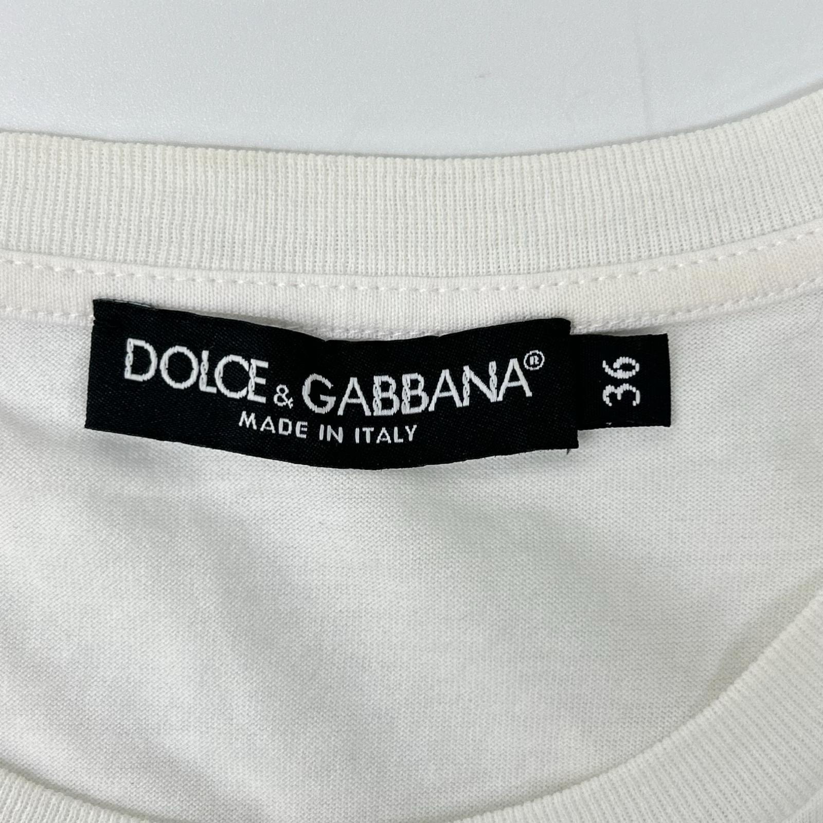 DOLCE&GABBANA ドルチェアンドガッバーナ F8L61T ホワイト×ブラック コットン ロゴTシャツ トップス
