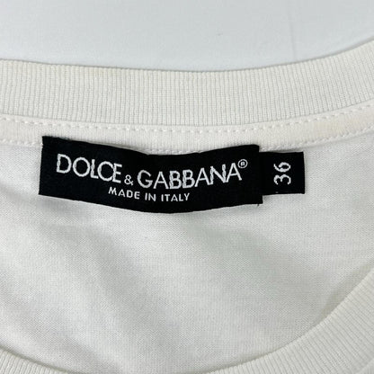 DOLCE&GABBANA ドルチェアンドガッバーナ F8L61T ホワイト×ブラック コットン ロゴTシャツ トップス