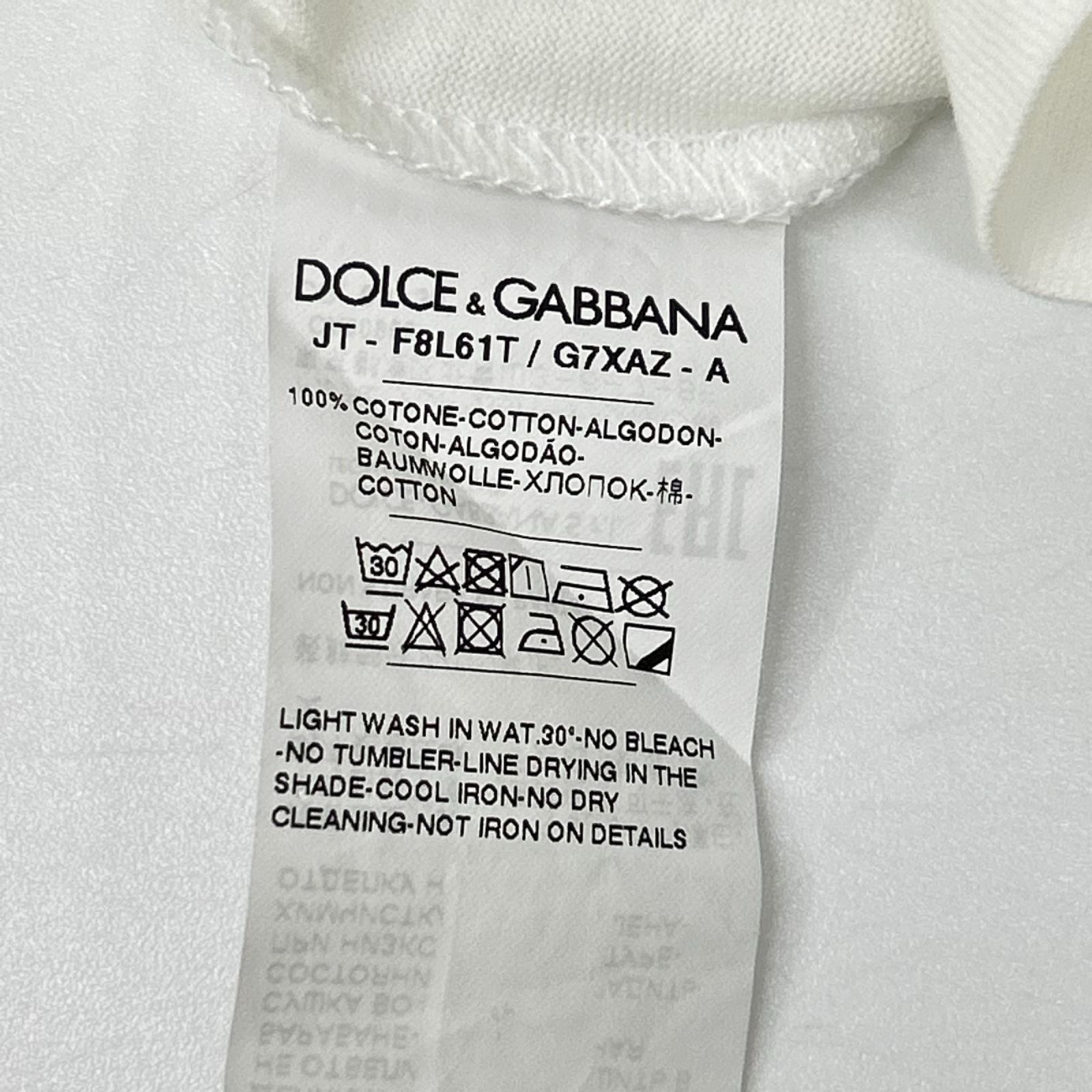 DOLCE&GABBANA ドルチェアンドガッバーナ F8L61T ホワイト×ブラック コットン ロゴTシャツ トップス