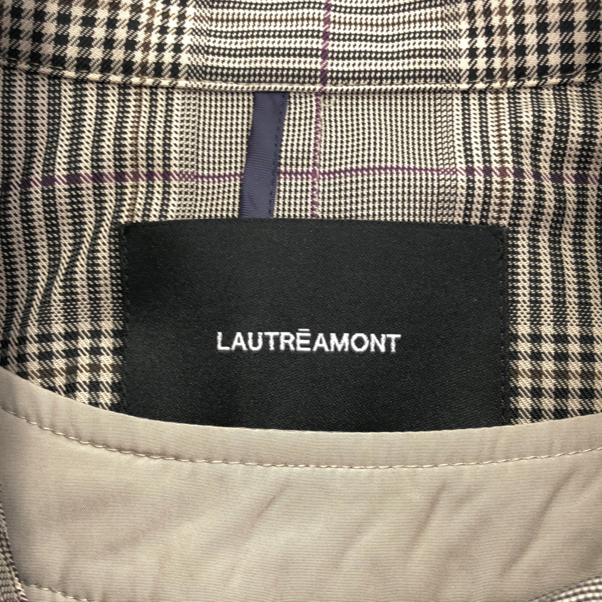 LAUTREAMONT ロートレアモン グレー チェック ライナー付 ウエストベルト ダブルトレンチコート トップス