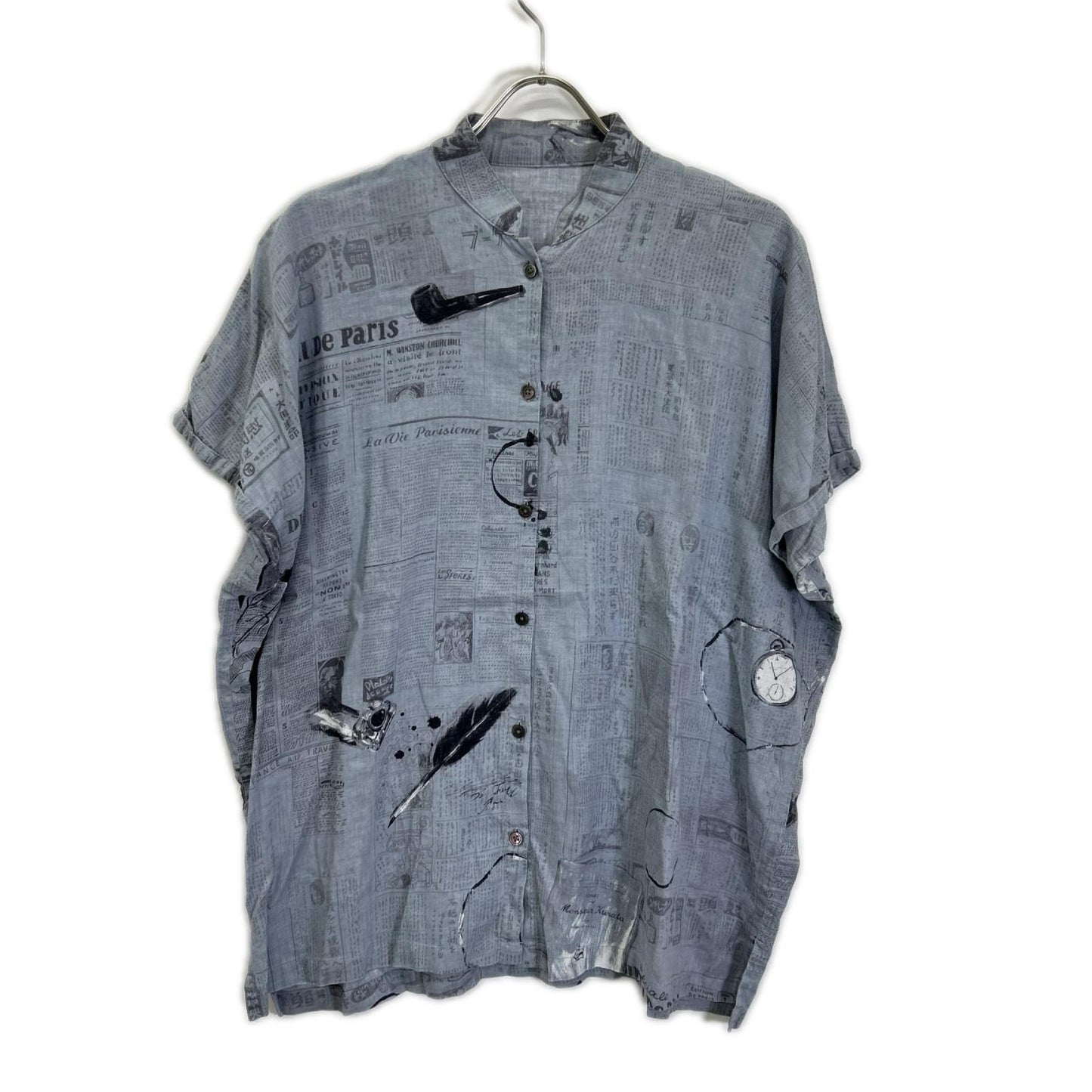 Porter Classic ポータークラシック グレー コットン×リネン MONSIEUR KURATA COTTONN LINEN BLOUSE トップス