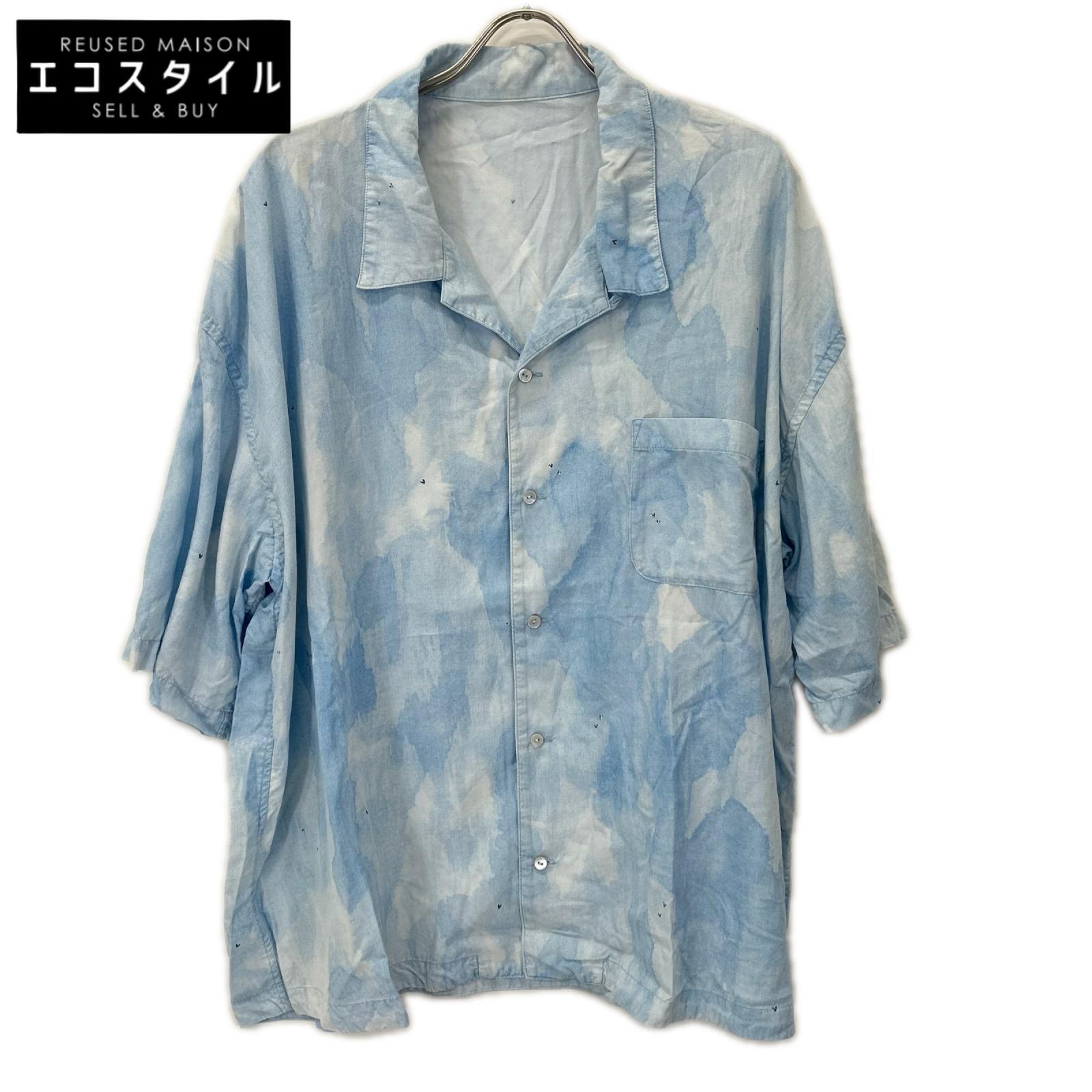 Porter Classic ポータークラシック ブルー レクセル シェルボタン 水彩ALOHA SHIRT (BLUE WATER COLOR) トップス