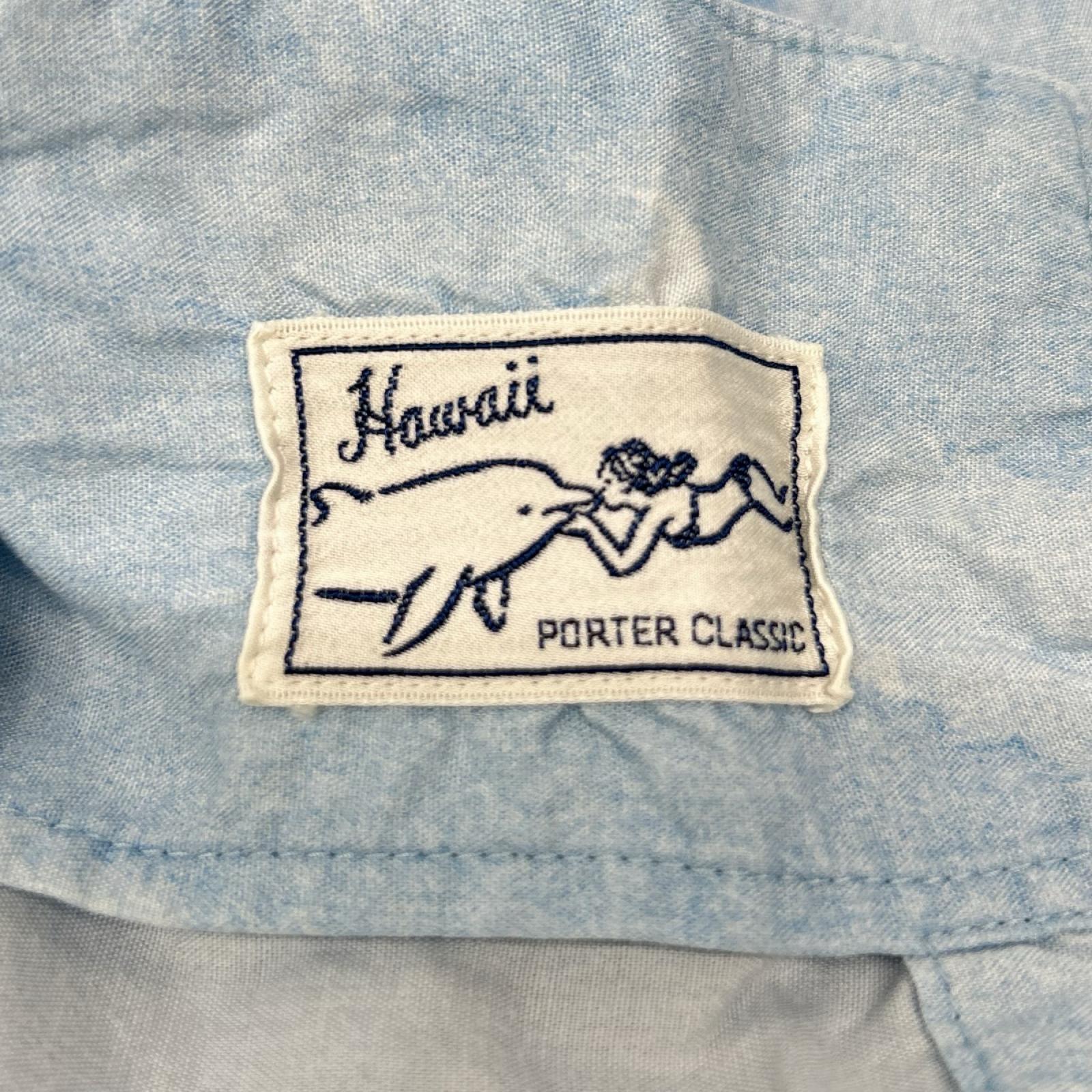 Porter Classic ポータークラシック ブルー レクセル シェルボタン 水彩ALOHA SHIRT (BLUE WATER COLOR) トップス