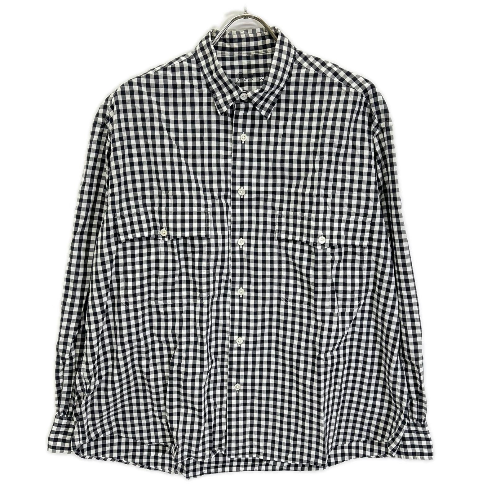 Porter Classic ポータークラシック ブラック×ホワイト コットン ROLL UP GINGHAM CHECK SHIRT トップス