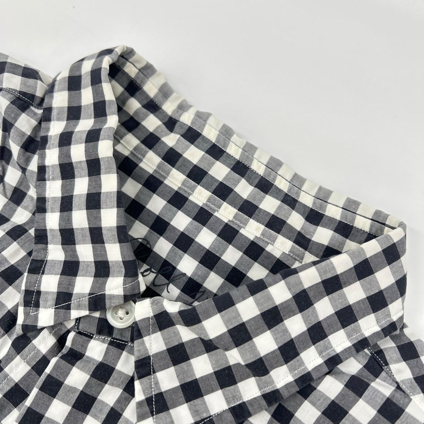 Porter Classic ポータークラシック ブラック×ホワイト コットン ROLL UP GINGHAM CHECK SHIRT トップス