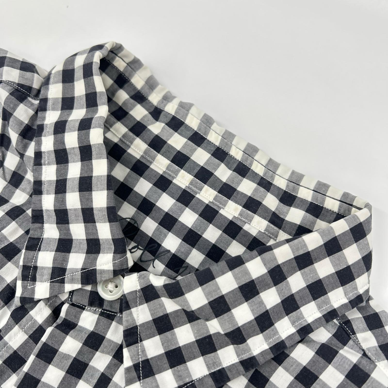 Porter Classic ポータークラシック ブラック×ホワイト コットン ROLL UP GINGHAM CHECK SHIRT トップス