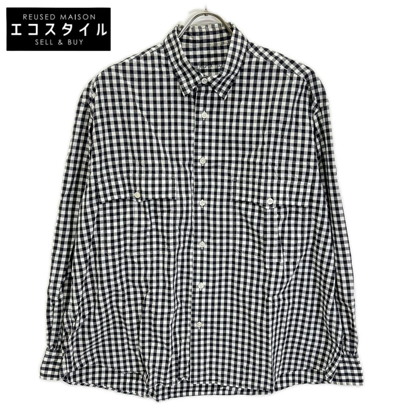 Porter Classic ポータークラシック ブラック×ホワイト コットン ROLL UP GINGHAM CHECK SHIRT トップス