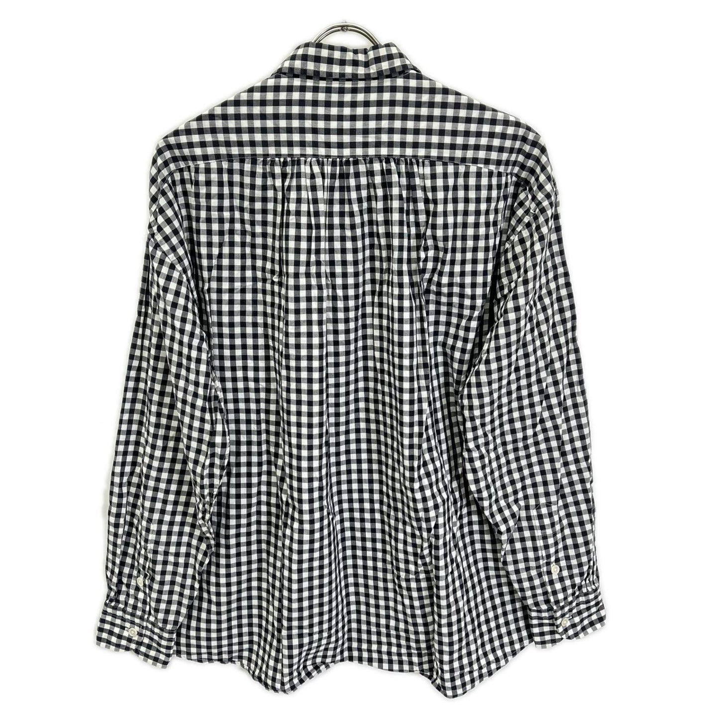 Porter Classic ポータークラシック ブラック×ホワイト コットン ROLL UP GINGHAM CHECK SHIRT トップス