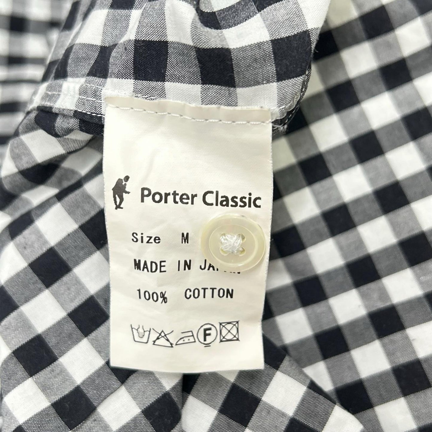 Porter Classic ポータークラシック ブラック×ホワイト コットン ROLL UP GINGHAM CHECK SHIRT トップス