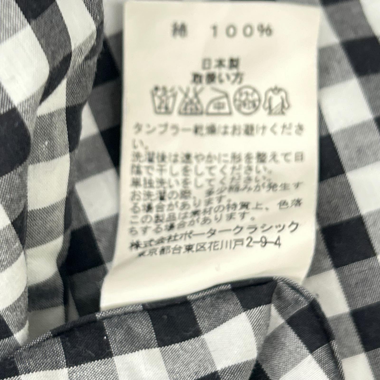 Porter Classic ポータークラシック ブラック×ホワイト コットン ROLL UP GINGHAM CHECK SHIRT トップス
