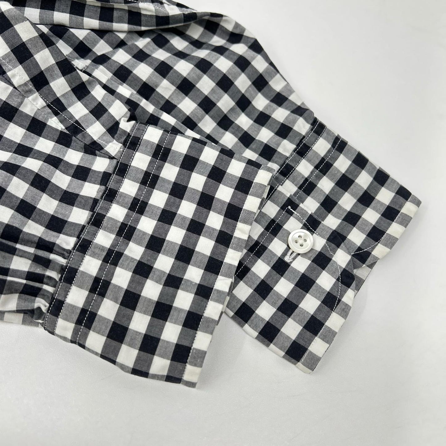 Porter Classic ポータークラシック ブラック×ホワイト コットン ROLL UP GINGHAM CHECK SHIRT トップス