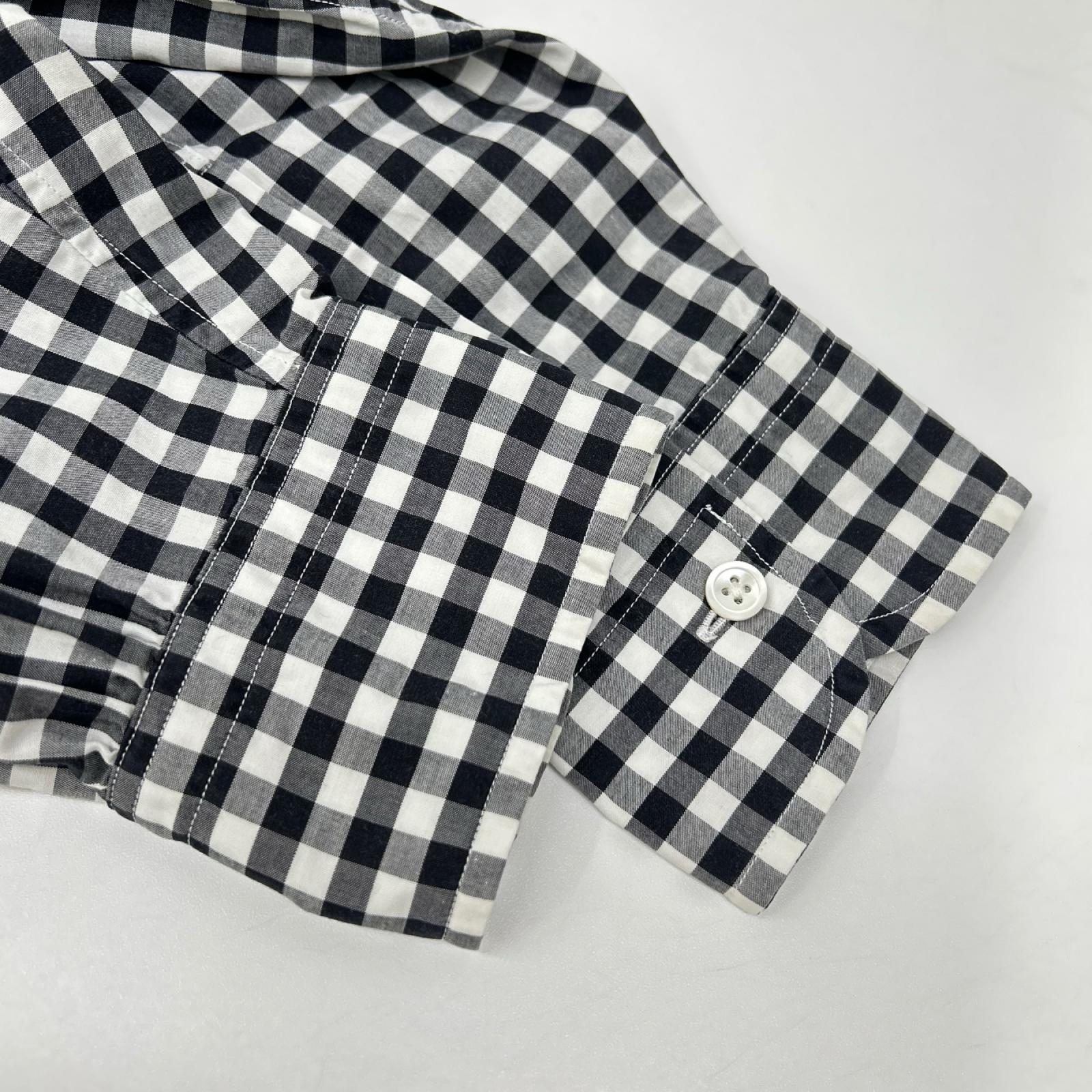 Porter Classic ポータークラシック ブラック×ホワイト コットン ROLL UP GINGHAM CHECK SHIRT トップス