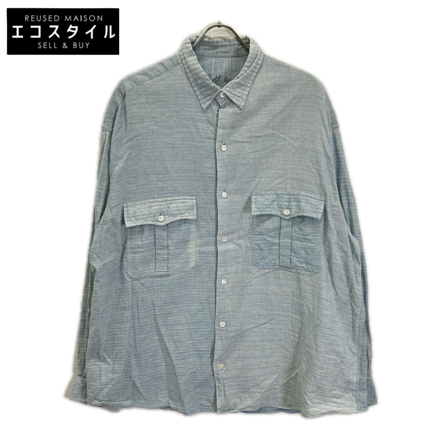 Porter Classic ポータークラシック ライトブルー コットン ROLL UP SHIJIRA STRIPE SHIRT トップス