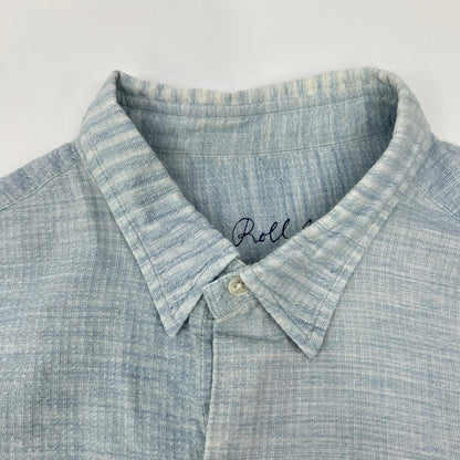 Porter Classic ポータークラシック ライトブルー コットン ROLL UP SHIJIRA STRIPE SHIRT トップス