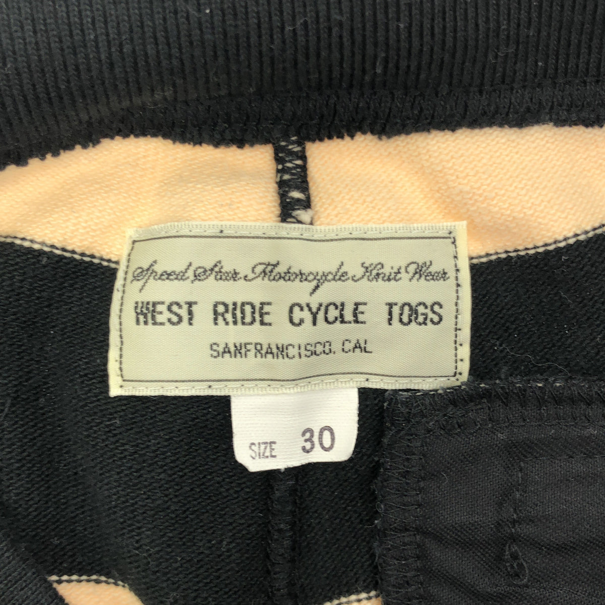 WESTRIDE ウエストライド ブラック×ベージュ コットン ドローストリング ボーダースウェットジョグパンツ ボトムス