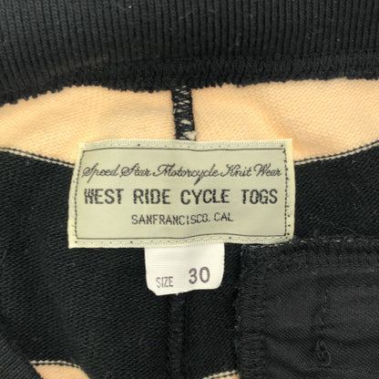 WESTRIDE ウエストライド ブラック×ベージュ コットン ドローストリング ボーダースウェットジョグパンツ ボトムス